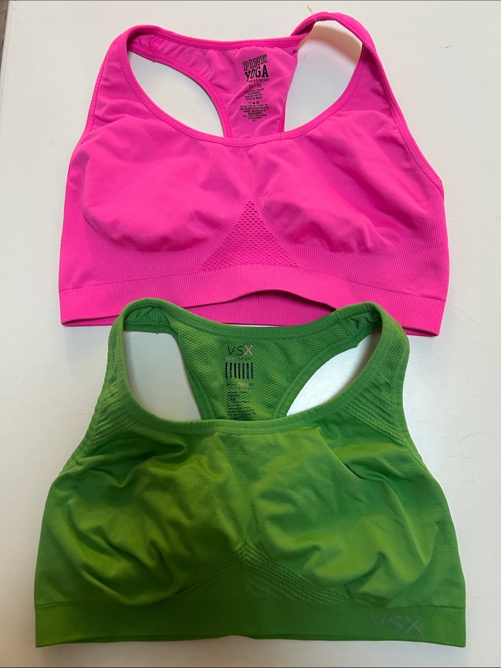 VSX Pink and Green Racerback Seamless Sports Bras